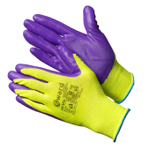 Перчатки нейлоновые Hi-Vis с нитриловым покрытием, цв.ярко зел/фиол