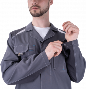 Халат мужской ТУРБО SAFETY, цв.сер/т.сер