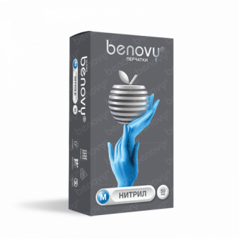 Перчатки нитриловые BENOVY, уп/50пар, неопуд 10% ЧЗ Бенови
